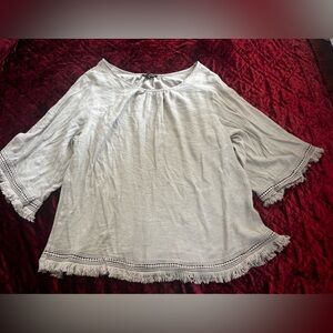 Unique Spectrum Light Gray Fringe Blouse